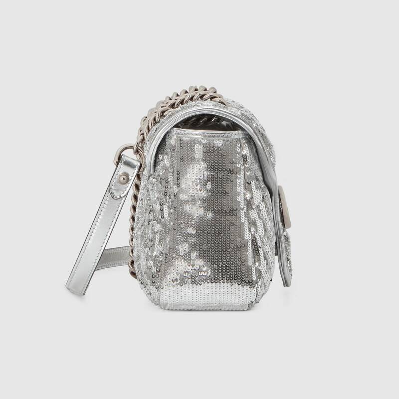 Marmont Small Matelasse  Shoulder Bag 443497 Silver